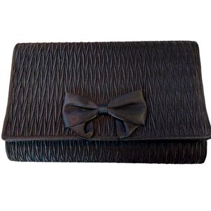 Vintage Carla Marchi Black Evening Clutch Bag with Cord Strap EUC